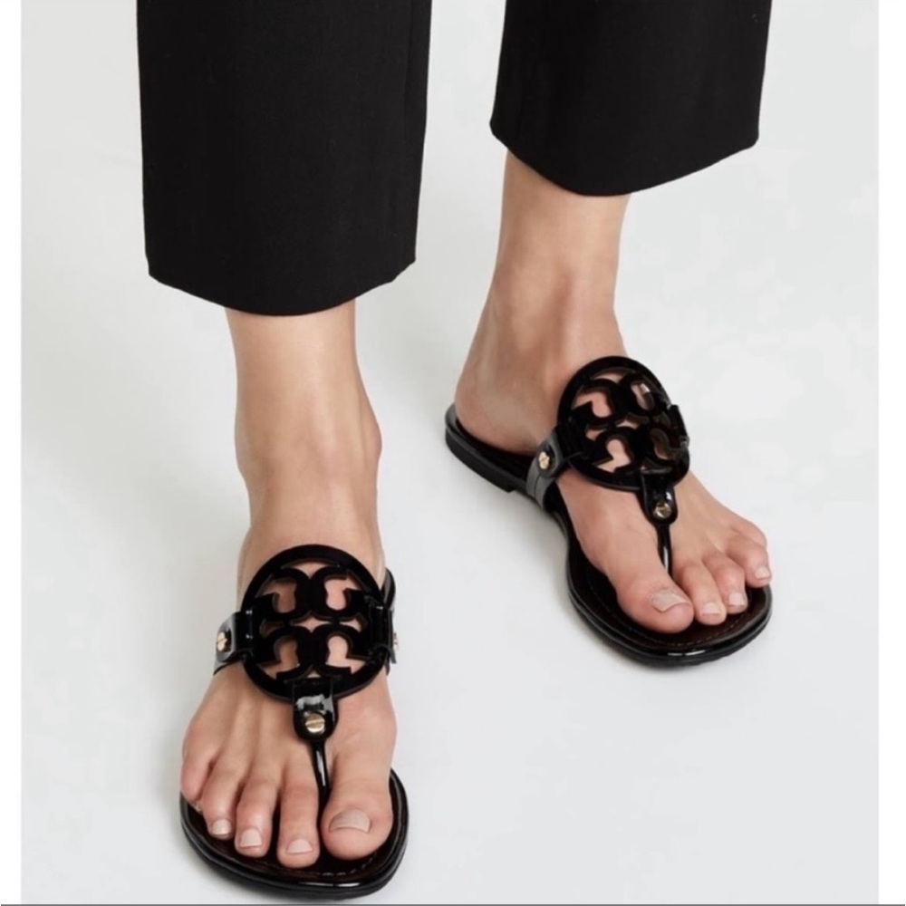 Tory Burch Millers Black patent leather sandals size 8